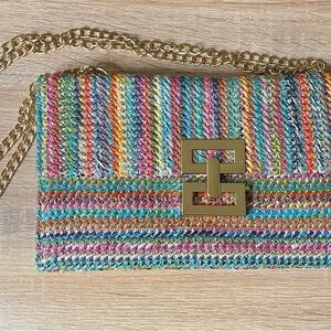Multi color clutch purse with adjustable chain strap